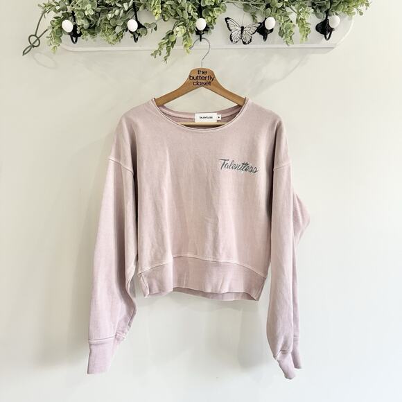 Talentless airbrushed logo Pink Crew Neck Cropped Sweatshirt Small 12-3011 - Picture 1 of 3